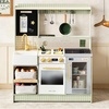 image:imageTiny Land BistroSwitch Play Kitchen 2in1 Wooden Bistro amp Home Kitchen Playset with Magnetic Chalkboard Fridge Storage Oven Stove Sink amp Cookware Toy Kitchen Set for Kids Ages 38 Gift GreenGreen