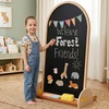 image:imageTiny Land Kids Easel  Large 22x405 Writing Area DoubleSided Magnetic Chalkboard amp Whiteboard Wooden Arch Drawing Board with Stand Toddler Art Easel with Letters amp Animal Magnets