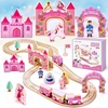 image:imageTiny Land Wooden Train Set for Girls 38PCS Unicorn Princess Train Set with Castle Bridge amp Royal Accessories Pink Fantasy Train Track Set Gift for Toddlers Girl Toys Ages 3