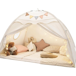 image:imageTiny Land Twin Bed Tent for Kids Breathable Bed Canopy Tent for Girls amp Boys Neutral Cream Play Tent Easy Setup Washable Sleep Space Cozy Dream Playhouse Gift 77 x 40 x 46Cream