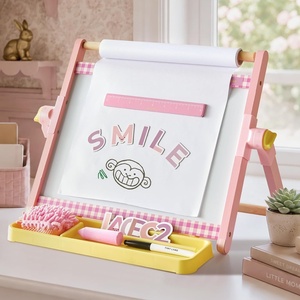 image:imageTiny Land Tabletop Kids Art Easel 5Level Magnetic Drawing BoardPink